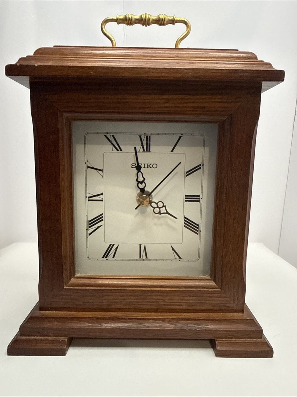 Seiko Wooden Mantel Desk Or Table Quartz Clock QX6337BHL